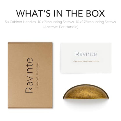 Ravinte Antique Brass Drawer Pulls Cabinet Cup Pulls 3 Inch 5 Pack - color: Antique Brass