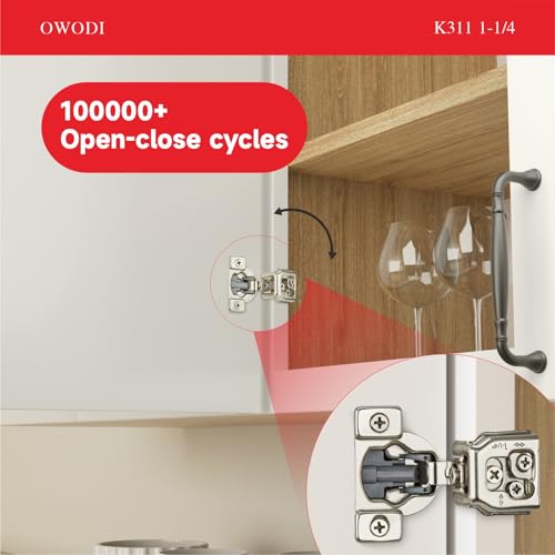 20 Pack Soft Close Cabinet Hinges for Face Frame Doors, 1-1/4 Inch Overlay Concealed Hinges, 105° 3-Way Adjustable, 35mm Cup, Nickel Finish with Screws - size: 1-1/4 inch Overlay