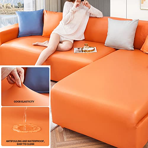Large Soft Vinyl Upholstery Leather Fabric 1 Yard 56.3x36inch, 0.8mm Thick Texture Faux Leather Sheets, for Upholstery Crafts, Sofa, Car Seat, Handbag, Earrings, Hair Bows, DIY Crafts(Orange) - color: Orange
