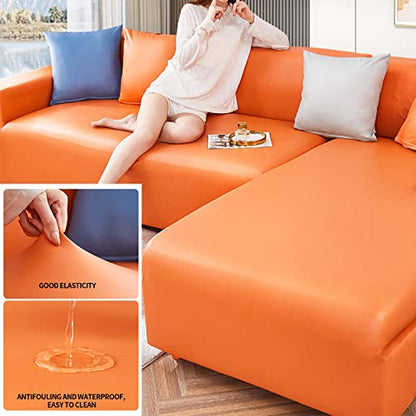 Large Soft Vinyl Upholstery Leather Fabric 1 Yard 56.3x36inch, 0.8mm Thick Texture Faux Leather Sheets, for Upholstery Crafts, Sofa, Car Seat, Handbag, Earrings, Hair Bows, DIY Crafts(Orange) - color: Orange