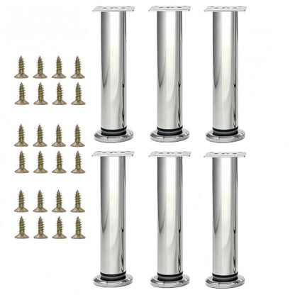 6Pcs Adjustable Silver Metal Furniture Legs 7.08-11.9Inch Cabinet Desk Sofa - color: Silver, size: 7.08"-11.9"-Set of 6