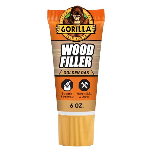Gorilla Wood Filler, Golden Oak Color, Water Resistant, 6 oz Tube - color: Golden Oak, size: 1 - Pack