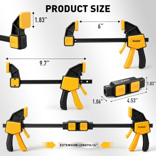3-Pack Wood Clamps for Woodworking, 6 Inch Bar Clamps with Clamp Connector, Quick-Release Wood Clamps with 150 LBS Load Limit, Trigger Clamp Set for Woodworking DIY Projects - style: 2-Piece 6" 150lbs with clamp connector