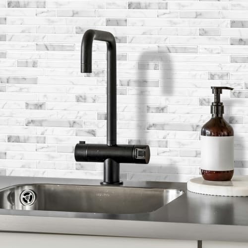 Peel and Stick Backsplash Tile, Stick on White Marble Look Mosaic Wall Tile - color: Marble White