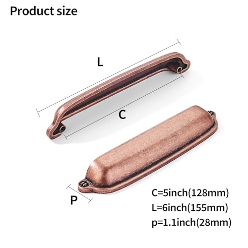 khtumeware 10 Pack Antique Copper Cup Pulls 5 Inch Center to Center - Cabinet & Drawer Handles for Kitchen Hardware - color: Antique Copper, size: 5"(128mm) Hole Center