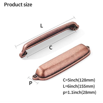khtumeware 10 Pack Antique Copper Cup Pulls 5 Inch Center to Center - Cabinet & Drawer Handles for Kitchen Hardware - color: Antique Copper, size: 5"(128mm) Hole Center