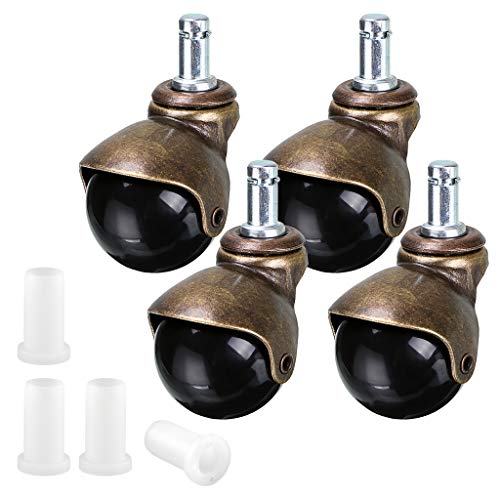 Skelang 2" Grip Ring Caster, Swivel Vintage Ball Caster, Rolling Furniture Wheel for Furniture, Old Dinning Chair, Office Chair, Pack of 4