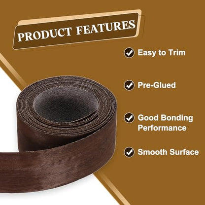 uxcell 1-1/2 Inch x 10ft Wood Veneer Edge Banding, Pre-Glued Flexible Eucalyptus Edging Strips, Iron on with Hot Melt Adhesive Wood Tape for Cabinet Repair and Furniture Restoration - size: 1-1/2 Inch x 10ft