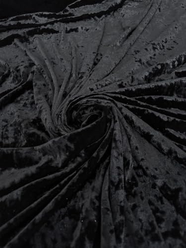 Premium Stretch Crushed Velvet Fabric by The Yard - Soft and Luxurious Fabric Versatile and Stretchy Ideal for Clothing Home Decor and Crafts 58 inches Width - (Black, 6 Yard) - color: Black, size: 6 Yard