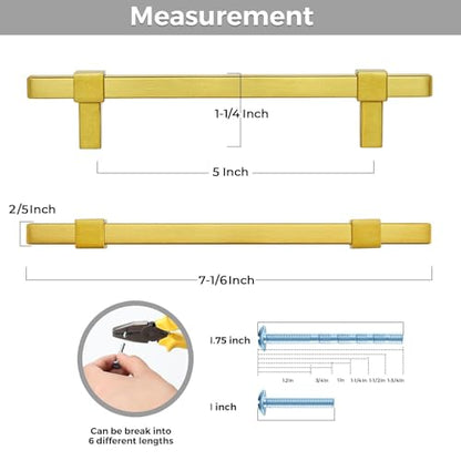 30 Pack Gold Cabinet Handles, 5" Hole Center Kitchen Drawer Pulls - color: Gold, size: 5 Inch Hole Center