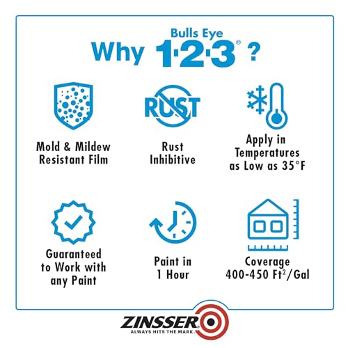 Zinsser Bulls Eye 1-2-3 Water-Base Primer & Sealer, White, Quart - color: White, size: 1 Quart