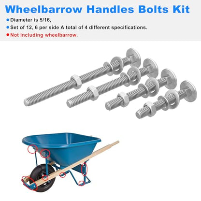 Wheelbarrow Handles Bolts Kit Replacement Wheelbarrow Rebuild Kit