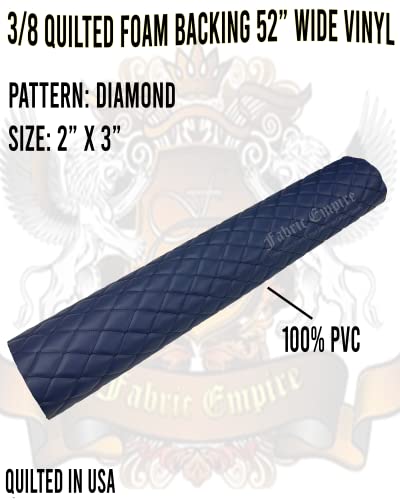 Vinyl Quilted Foam Fabric with 3/8" Foam Backing Upholstery / 52" Wide/Sold by The Yard/FABRIC EMPIRE (Blue, Diamond 2" x 3") - color: Blue, size: Diamond 2" x 3"