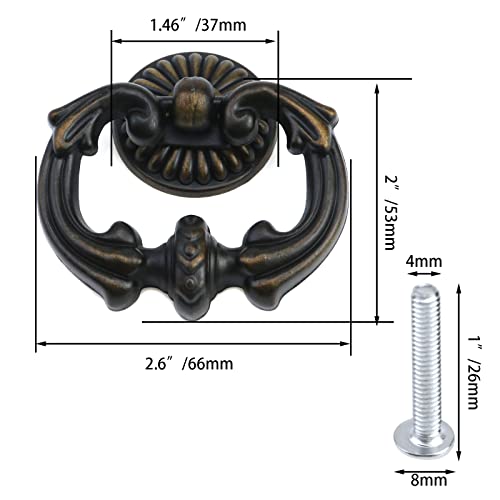 Vintage Antique Bronze Cabinet Pulls French Provincial Drawer Pulls - size: 2" Length
