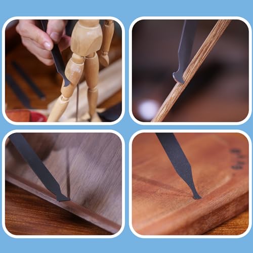 16PCS Cabinet Card Scrapers, High-Strength Blue Spring Steel Woodworking Tools for Engraving, Deburring, Polishing & Contour Sanding - size: Set B