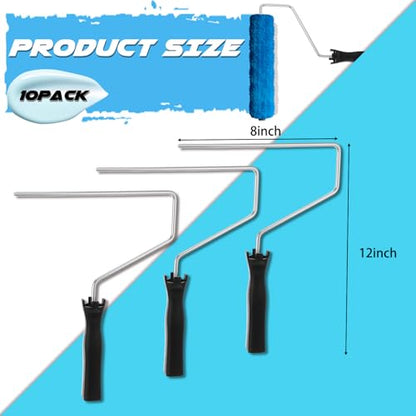 Baderke 10 Pcs 9 Inch Mini Paint Roller Handle, 13 Inch Frame, Black - color: Black, size: 9 Inch, 13 Inch