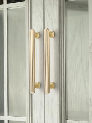 SORWDUREM 5 Pack 3 Inch(76mm) Brushed Gold Cabinet Pulls Drawer Pulls Kitchen Hardware Cupboard Kitchen Hardware Cabinet Handles - color: Brushed Gold, size: 3"(76mm) Hole Center