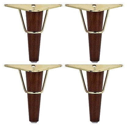7 Inch Wood Furniture Legs with Metal Triangle Frame,4Pcs Walnut - color: Walnut, size: 7"/18cm