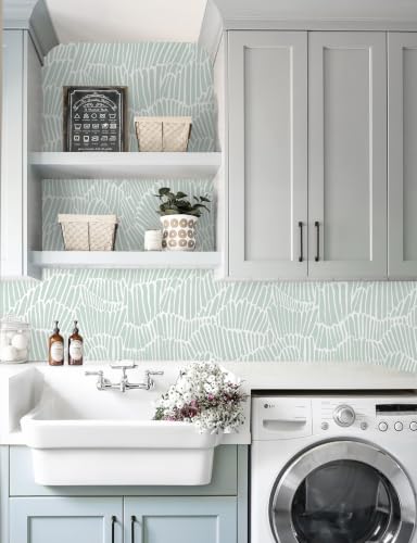 Guvana Green Wallpaper Peel and Stick Modern Contact Paper - color: Green and White, size: 17.3" x 394"