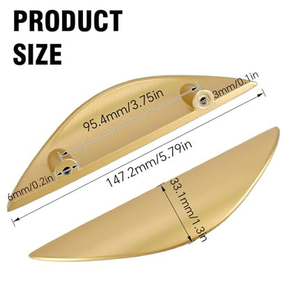 Primst 4 Pack Brushed Gold Cabinet Pulls, 3-3/4in Hole Centers Kitchen Cabinet Handles, Matte Gold Half Moon Cupboard Hardware for Kitchen Drawers, Dresser, Bathroom Vanity - color: Gold, size: L-4PCS