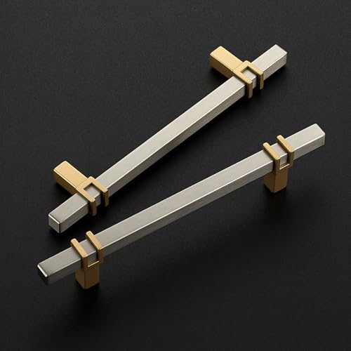 HOME EDIT 5 inch Cabinet Handles, 10 Pack Kitchen Cabinet Handles Brushed Nickel and Gold Drawer Pulls Zinc Alloy Square Bar Kitchen Pulls - color: Brushed Nickel and Gold, size: 5 Inch Hole Center