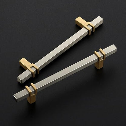 HOME EDIT 5 inch Cabinet Handles, 10 Pack Kitchen Cabinet Handles Brushed Nickel and Gold Drawer Pulls Zinc Alloy Square Bar Kitchen Pulls - color: Brushed Nickel and Gold, size: 5 Inch Hole Center