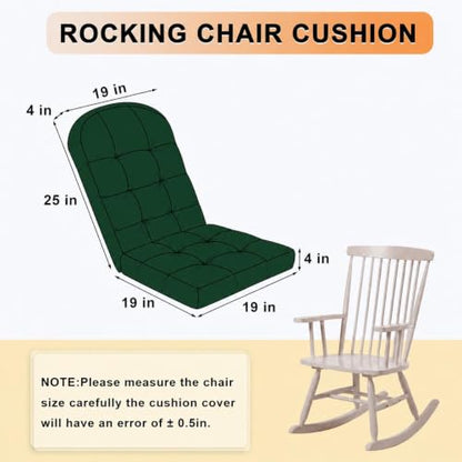 Rocking Chair Cushion - Chenille Fabric, High-Density Sponge, Durable Comfort Non-Slip Bottom Tufted Seat Pads with Ties, Chenille︱Green, 44x19x4 inch - color: Green