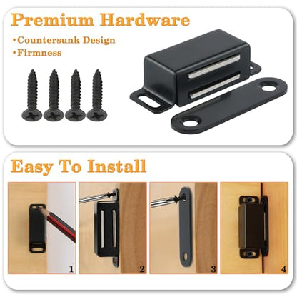Alise Magnetic Cabinet Latch Cabinet Door Catch Clasps Black,4Pcs - color: Black, size: 1-Small Size