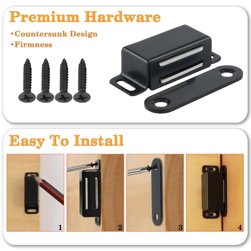 Alise Magnetic Cabinet Latch Cabinet Door Catch Clasps Black,4Pcs - color: Black, size: 1-Small Size