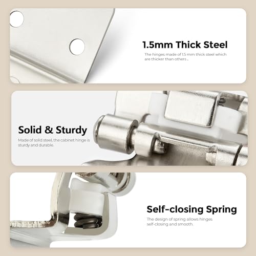 30 Pack 15 Pair Brushed Nickel Cabinet Hinges, 3/8" Inset Kitchen Hinges - color: Satin Nickel, size: 3/8" Inset