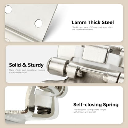 2 Pack 1 Pair Brushed Nickel Cabinet Hinges, 1/2" Semi Wrap Kitchen Hinge - color: Satin Nickel, size: 1/2" Semi Wrap