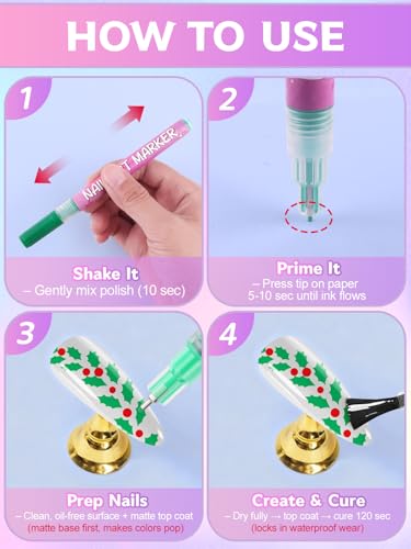 12 Color Nail Art Markers Set, Kalolary Nail Polish Pens Nail Point - color: N
