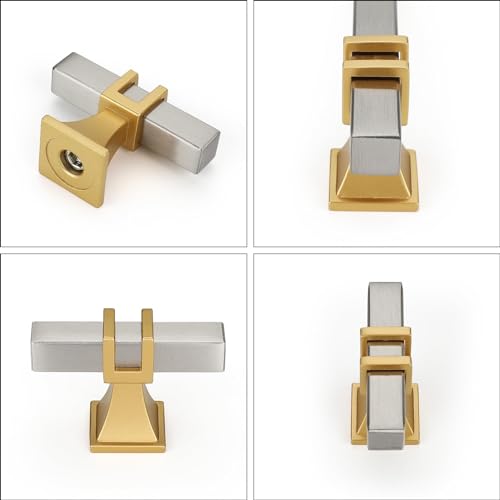 homdiy Silver and Gold Cabinet Knobs 24 Pack Nickel and Brass Cabinet Knobs - color: Brushed Nickel & Matte Gold, size: Single Hole