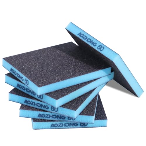 6pcs Sanding Sponge 60 grit Soft Sanding Block Washable and Reusable, Double-Sided Sponge Sanding Blocks Wet Dry Sandpaper Pad for Wood Metal FurniturePaint - style: 60 Grit 6pcs
