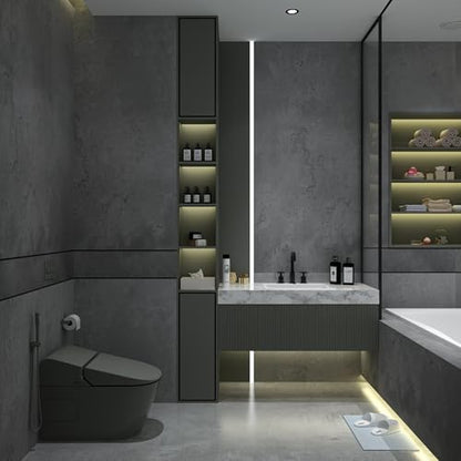 Dark Concrete Wallpaper Peel and Stick Gray Concrete Cement Contact Paper 16x118 inch Matte Thick Texture Wall Paper Removable Self-Adhesive Vinyl Wrap for Kitchen Bedroom Bathroom Wall Covers - color: Dark Gray, size: 16" x 118"