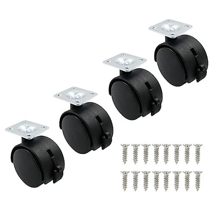 2 Inch Swivel Caster Wheels with Brake, Plate Caster, 4pcs - style: 2 Inch with Brake
