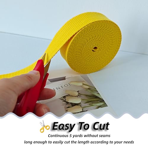 Cotton Webbing 1 Inch 5 Yards for Bag Strap Sewing Crafts, Yellow - color: Yellow