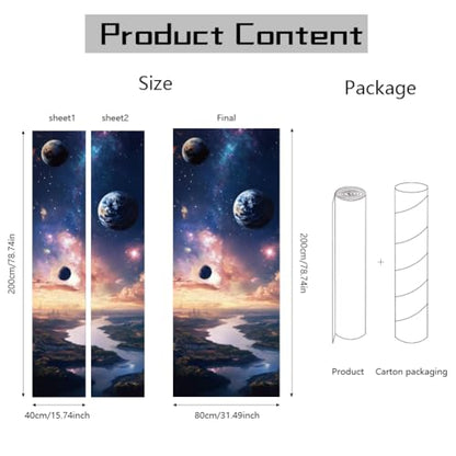 arricraft 2 Sheets Planet Self-Adhesive Door Sticker, 31.5x78.7inch Milky Way Starry Sky Door Murals Stickers PVC Removable Wallpaper Decoration for Bedrooms Living Room - style: Planet