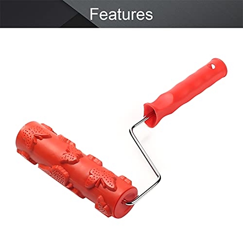 Utoolmart 7" Home Wall Rubber Paint Roller 175mm Wooden Grain Painting Roller with Plastic Handle 1Pcs - size: EG179T