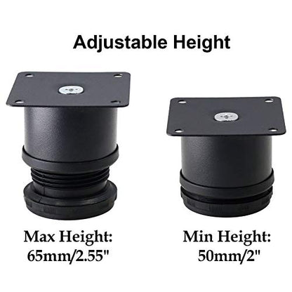 Set of 4 Adjustable Stainless Steel Furniture Legs 2 Inch Black - color: Black, size: 2 inch