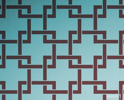 Stencil1 Square Lattice Repeat Pattern Stencil 11" x 11" Wallpaper Wall