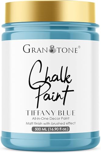 GRANOTONE Chalk Paint for Furniture, Matt-Finish Water-Based Acrylic Paint for Wood, Walls, Metal, Glass, Paper, Fabric Canvas, Maximum Coverage Chalk Paint for Kids & Adults, 500 Ml (TIFFANY BLUE) - color: TIFFANY BLUE, size: 16 Fl Oz