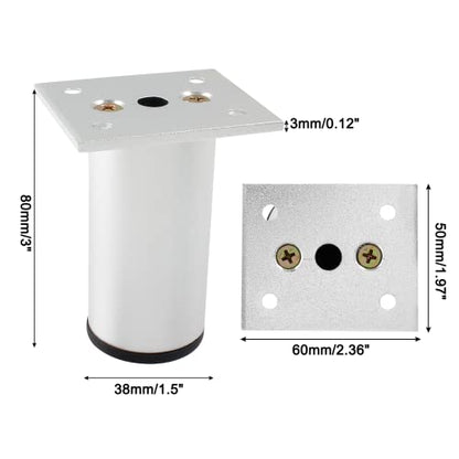 4-Pcs Adjustable Aluminum Alloy Furniture Legs 3" Height Silver - color: Silver, size: 3 Inch