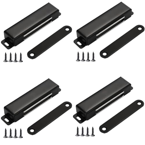 70 lbs Magnetic Door Catch, Heavy Duty Latch for Cabinets Shutter Closet Furniture Door, Stainless Steel Cabinet Catch, Black,4PCS - color: Black, size: 4
