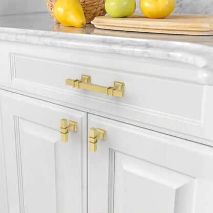 Asidrama 10 Pack 3 Inch(76mm) Brushed Gold Kitchen Cabinet Handles, Cabinet Pulls Kitchen Cabinet Hardware for Cupboard Drawer Pulls - color: Brushed Gold, size: 3" Hole Center