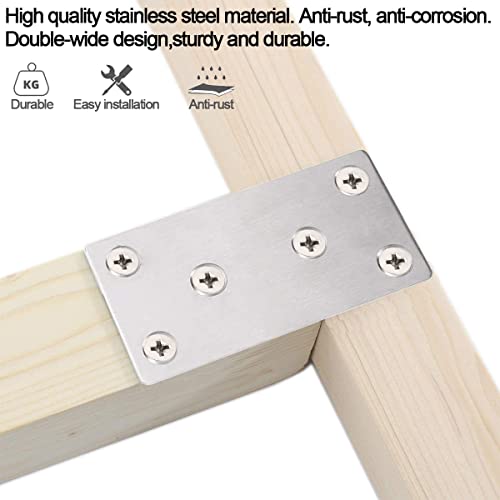 20 Pack Stainless Steel Mending Joining Plates 3 x 1.5 inch Silver Mending Plates Flat Bracket Mending Plate Metal Straight Brace with Screws for Wood Furniture Cabinet Shelves - size: 80MM-Silver