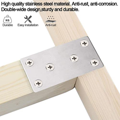 20 Pack Stainless Steel Mending Joining Plates 3 x 1.5 inch Silver Mending Plates Flat Bracket Mending Plate Metal Straight Brace with Screws for Wood Furniture Cabinet Shelves - size: 80MM-Silver