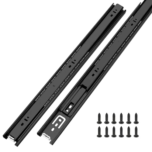 LONTAN 10 Pairs Black Side Mount Drawer Slides 16 Inch Heavy Duty Rails - color: Black, size: 16 Inch - Drawer Slide