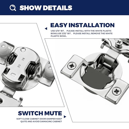 Satin Nickel Soft Close Cabinet Hinges,3/4 Inch Overlay,60 Pack (30 Pairs) - size: 3/4 inch Overlay