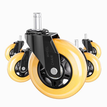 Office Chair Wheels Replacement Rubber Chair Casters Heavy Duty - color: Yellows